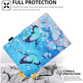 img 3 attached to 🦋 CIAOYE iPad 10.2 inch Case 9th 8th 7th Generation (2021/2020/2019 Release), Smart Wake/Sleep PU Leather Cover with Standing Feature, Protective Case for New iPad 10.2 inch/Air 3 10.5 inch, Blue Butterfly Design