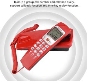 img 3 attached to 📞 Red Trimline Corded Phone with Caller ID & Backlit Dial, Mini Size Landline Phone, 30 Group Call Number Storage, Fashion Extension Telephone for Home Office