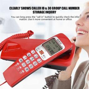 img 1 attached to 📞 Red Trimline Corded Phone with Caller ID & Backlit Dial, Mini Size Landline Phone, 30 Group Call Number Storage, Fashion Extension Telephone for Home Office