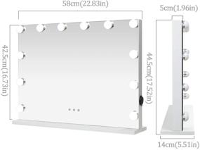 img 3 attached to iCREAT Vanity Lighted Mirror, Hollywood Makeup Mirror, Cosmetic Mirror with 12 Dimmable Bulbs, Touch Control Mirror with USB Outlet, White (L22.83'' x H16.93'')