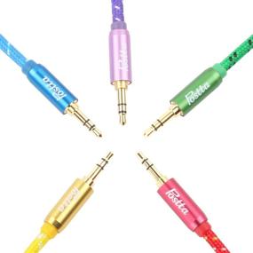img 2 attached to 🎧 6 Feet Dual-Shielding 3.5MM Braided Stereo Audio Cable – Male to Male AUX for Car Stereos, Smartphones, Tablets, PCs, Media Players & More (5 Pack, Red/Yellow/Purple/Blue/Green)
