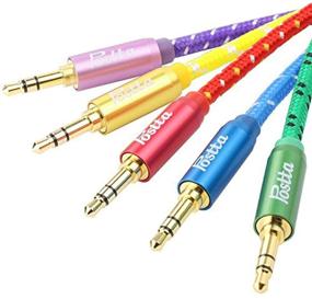 img 3 attached to 🎧 6 Feet Dual-Shielding 3.5MM Braided Stereo Audio Cable – Male to Male AUX for Car Stereos, Smartphones, Tablets, PCs, Media Players & More (5 Pack, Red/Yellow/Purple/Blue/Green)