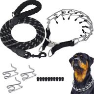 🐕 adjustable dog prong collar & leash set - quick release snap buckle, stainless steel design with comfort rubber tips - suitable for small to medium dogs logo