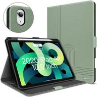 💚 ipad air 4th gen 10.9 inch pu leather case - green | folio stand protective cover with pencile holder | auto sleep/wake | 2020 generation logo