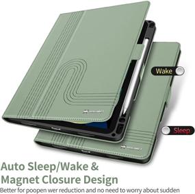 img 1 attached to 💚 iPad Air 4th Gen 10.9 Inch PU Leather Case - Green | Folio Stand Protective Cover with Pencile Holder | Auto Sleep/Wake | 2020 Generation