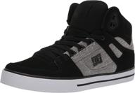 stylish dc high top skate shoes in black and white for men logo