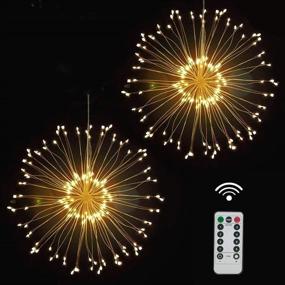 img 4 attached to 🎆 Mesmerizing 2 Pack Firework Lights: 120 LED Starburst Lights with 8 Modes, Dimmable Copper Wire for Christmas Party Decoration - Includes Remote Control