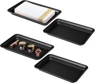 🏺 vintage farmhouse metal vanity tray - 4 pack: countertop guest hand towel storage, organizer, and dispenser for paper napkins, perfume, makeup - sturdy holder for bathroom organization (black) logo