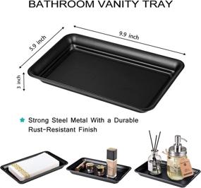 img 1 attached to 🏺 Vintage Farmhouse Metal Vanity Tray - 4 Pack: Countertop Guest Hand Towel Storage, Organizer, and Dispenser for Paper Napkins, Perfume, Makeup - Sturdy Holder for Bathroom Organization (Black)