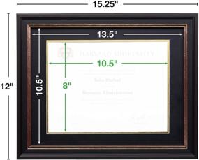 img 1 attached to EXCELLO GLOBAL PRODUCTS 8.5x11 Photo Document Frame: Double Mat Graduation Diploma Certificate Holder Wall Frame (Black/Gold)