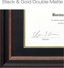 img 2 attached to EXCELLO GLOBAL PRODUCTS 8.5x11 Photo Document Frame: Double Mat Graduation Diploma Certificate Holder Wall Frame (Black/Gold)