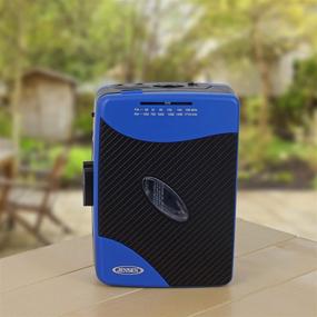 img 3 attached to 🎧 Jensen Portable Stereo Cassette Player with AM/FM Radio and Sport Earbuds (Blue): Your Ultimate On-the-Go Audio Companion