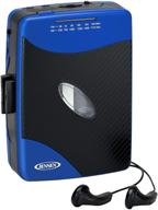 🎧 портативный стереокассетный плеер jensen с ам/фм радио и спортивными наушниками (синий): ваш идеальный аудио-спутник везде, где вы находитесь логотип
