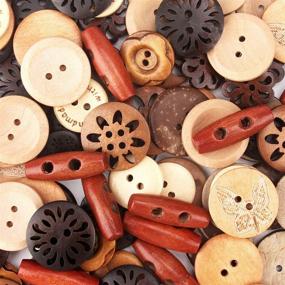 img 1 attached to 🧵 Versatile Assorted Wooden Buttons Set - 120Pcs Handmade Sewing Buttons for DIY Crafts, Art & Craft Supplies with Convenient Storage Box