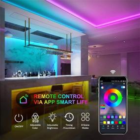 img 2 attached to 🏡 Enhance Your Home Décor with Ultra Long 50ft Music RGB LED Lights - Smart LED Strip Lights for Bedroom, Parties, and More!