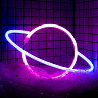 🌍 vibrant neon planet wall decor - usb/battery led lights for bedroom, valentine's day, christmas, living room, kids room (a-blue/pink) логотип