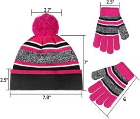 img 1 attached to 🧤 Winter Knitted Gloves and Beanie Set - Weather Accessories for Boys
