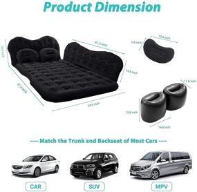 img 2 attached to Inflatable Car Air Mattress for Camping and Travel - Portable SUV Back Seat Bed with Pump, Pillows, Car Sleeping Pad for Truck and Vacation - Blow-Up Floating Bed in Thickened Flocking (Black)