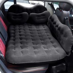 img 4 attached to Inflatable Car Air Mattress for Camping and Travel - Portable SUV Back Seat Bed with Pump, Pillows, Car Sleeping Pad for Truck and Vacation - Blow-Up Floating Bed in Thickened Flocking (Black)