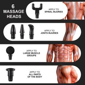 img 1 attached to 💪 Powerful Deep Tissue Muscle Massage Gun Handheld Percussion Massager for Neck, Back, and Full Body - Ultra-Quiet Brushless Motor, 20 Speed Levels, 6 Interchangeable Heads