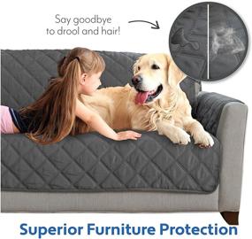 img 3 attached to 🐵 Mighty Monkey Patented Sofa Slipcover: Tear Resistant, Reversible, and Washable Couch Cover for 70” Seat Width - Charcoal Light Gray