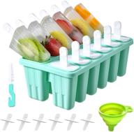 🍦 jeniulet popsicle molds: 12-piece silicone reusable ice pop molds with easy release, 18 sticks, funnel, and brush logo