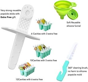 img 2 attached to 🍦 Jeniulet Popsicle Molds: 12-Piece Silicone Reusable Ice Pop Molds with Easy Release, 18 Sticks, Funnel, and Brush