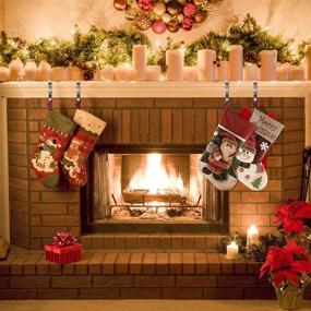 img 2 attached to 4 Pack Adjustable Mantle Clip Stocking Holder Set for Festive Fireplace Decor