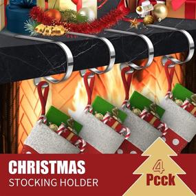 img 3 attached to 4 Pack Adjustable Mantle Clip Stocking Holder Set for Festive Fireplace Decor