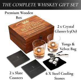 img 2 attached to 🥃 Engraved 'World's Best Dad - Timeless' Whiskey Glass Set | Thoughtful Dad Gifts from Daughter or Son