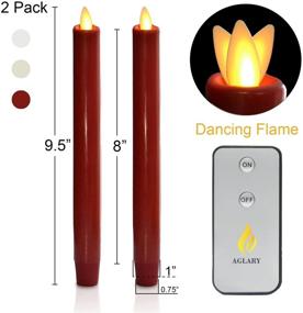 img 3 attached to Aglary Flameless Moving Wick Taper Candle: Set of 2 Burgundy with Timer and Remote Control