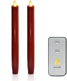 img 4 attached to Aglary Flameless Moving Wick Taper Candle: Set of 2 Burgundy with Timer and Remote Control