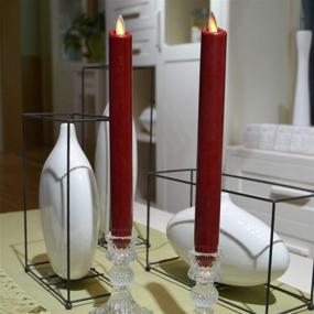 img 2 attached to Aglary Flameless Moving Wick Taper Candle: Set of 2 Burgundy with Timer and Remote Control