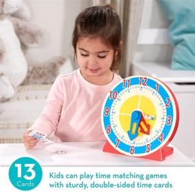 img 3 attached to 🕘Деревянные часы Melissa & Doug "Поворотные часы": Обучающая игрушка с переворачивающимися карточками времени