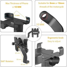 img 1 attached to Homeet Motorcycle Phone Mount: 360° Rotating Metal Holder for Motorbike Rearview Mirror - Universal Fit【10mm】- Aluminum Alloy Construction