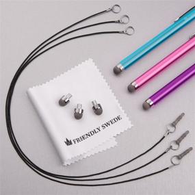 img 1 attached to 🖋 The Friendly Swede Stylus Pen: Replaceable Micro-Knit Mesh Tip + Lanyard, Cleaning Cloth & Tips - 3 Pack