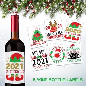 img 1 attached to 2021 Christmas Wine Bottle Labels - Set of 6 Holiday Stickers for Bottles, Perfect Christmas Gifts for Women, Men, Family, Coworker, Neighbor, Friend, and Mom - Santa & Elf Designs Included