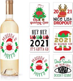 img 4 attached to 2021 Christmas Wine Bottle Labels - Set of 6 Holiday Stickers for Bottles, Perfect Christmas Gifts for Women, Men, Family, Coworker, Neighbor, Friend, and Mom - Santa & Elf Designs Included