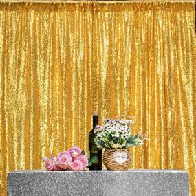 img 3 attached to ✨ Sparkly Gold Sequin Backdrop Curtain - 2FTx8FT, 2 Panels - Glitter Photography Background Drapes for Birthday, Wedding, Party - Ideal for Photo Booth Backdrops