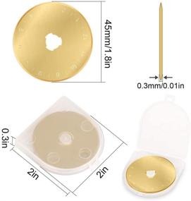 img 2 attached to 🔪 10-пакет золотых титановых покрытием ножей диаметром 45 мм – острые и прочные запасные ножи для квилтинга, скрапбукинга, шитья, искусства, рукоделия, резки бумаги, инструментов для резки кожи.