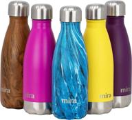 💧 mira 12 oz stainless steel vacuum insulated kids water bottle - dynamic blue: cold for 24 hours, hot for 12 hours - leak-proof, reusable metal flask логотип