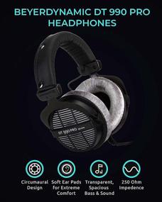 img 3 attached to 🎧 Beyerdynamic DT 990 PRO 250 Ohm Open Back Headphones + Blucoil 6-FT Headphone Extension Cable (3.5mm) + Slappa Full-Sized HardBody PRO Headphone Case