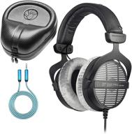 🎧 beyerdynamic dt 990 pro 250 ohm open back headphones + blucoil 6-ft headphone extension cable (3.5mm) + slappa full-sized hardbody pro headphone case logo