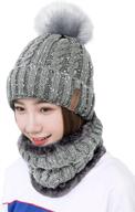 🧣 iyebrao womens winter knit beanie hat scarf set - cozy slouchy pom cap with fleece lining for girls logo