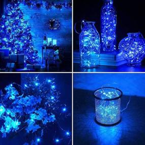 img 2 attached to 🔵 Baimo 2 Pack 100 LED 8 Modes Battery Operated String Lights - Blue Silver Copper Wire Fairy Lights for Christmas, Garden, Patio, Indoor Outdoor - Remote Control Timer, Waterproof, 33ft