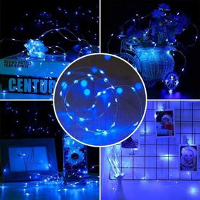 img 3 attached to 🔵 Baimo 2 Pack 100 LED 8 Modes Battery Operated String Lights - Blue Silver Copper Wire Fairy Lights for Christmas, Garden, Patio, Indoor Outdoor - Remote Control Timer, Waterproof, 33ft