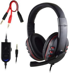 img 4 attached to 🎧 FNSHIP 3.5mm Wired Stereo Gaming Headset with Mic, Volume Control - Over-head Headband Headphone for SONY PS4, PC, Tablet, Laptop, Smartphone