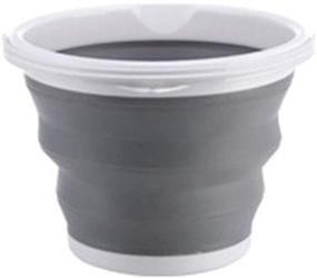 img 4 attached to 🪣 Convenient Collapsible Plastic Bucket - Multi-Purpose 10L (2.6 Gallon) Gray Bucket for Car Wash, Fishing, and Beach - Portable with Handle