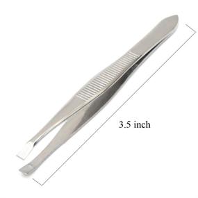 img 2 attached to 💆 Luxxii (3 Pack) Flat Tweezers - Stainless Steel Hair and Eyebrow Plucker for Personal Care - C_FLAT