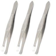 💆 luxxii (3 pack) flat tweezers - stainless steel hair and eyebrow plucker for personal care - c_flat logo